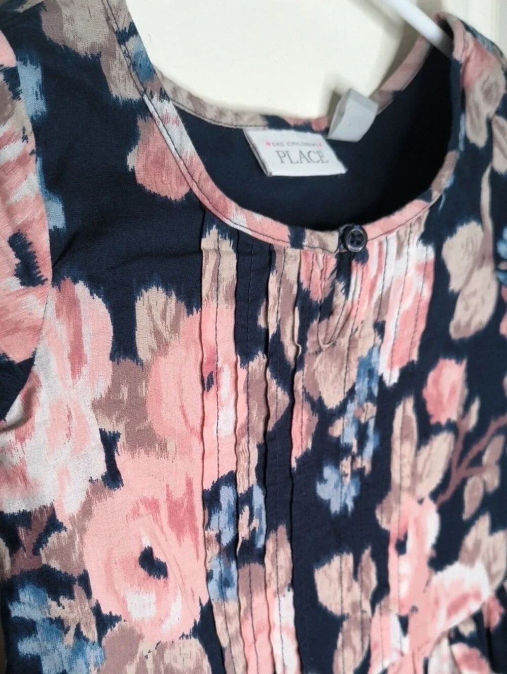 The Childrens Place Girls' Navy Floral Peplum Top - Pink & Blue